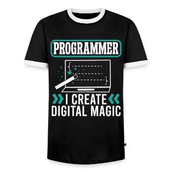 Softwareentwickler Programmer Create Digital Magic - Männer Kontrast-T-Shirt - Schwarz/Weiß - Vorne - AI Model Female 172 light (172cm) & AI Model Male 178 light (178cm)