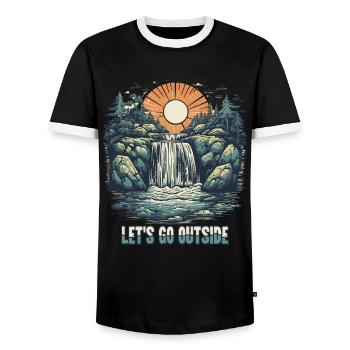 Sortons : nature en plein air et randonnée - T-shirt contrasté Homme - noir/blanc - Devant - AI Model Female 172 light (172cm) & AI Model Male 178 light (178cm)