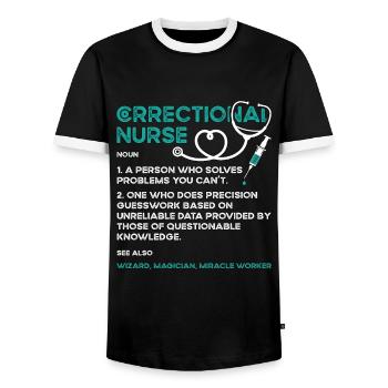 Correctional Nurse A Person Who Solves Thin Silver - Männer Kontrast-T-Shirt - Schwarz/Weiß - Vorne - AI Model Female 172 light (172cm) & AI Model Male 178 light (178cm)