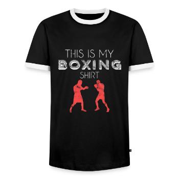 Boxen Shirt - Männer Kontrast-T-Shirt - Schwarz/Weiß - Vorne - AI Model Female 172 light (172cm) & AI Model Male 178 light (178cm)