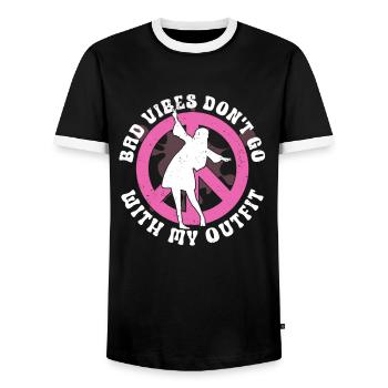 Hippie Peace Sign Peace Flowers Flower Child - T-shirt contrasté Homme - noir/blanc - Devant - AI Model Female 172 light (172cm) & AI Model Male 178 light (178cm)