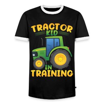 Tractor Kid In Training - Men's Ringer Shirt - black/white - Front - AI Model Female 172 light (172cm) & AI Model Male 178 light (178cm)