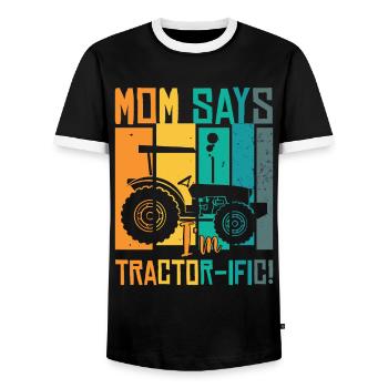 Boys Tractor - Men's Ringer Shirt - black/white - Front - AI Model Female 172 light (172cm) & AI Model Male 178 light (178cm)