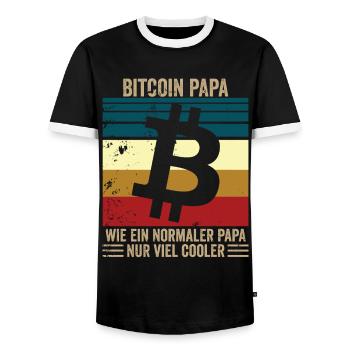 Bitcoin Papa - Männer Kontrast-T-Shirt - Schwarz/Weiß - Vorne - AI Model Female 172 light (172cm) & AI Model Male 178 light (178cm)