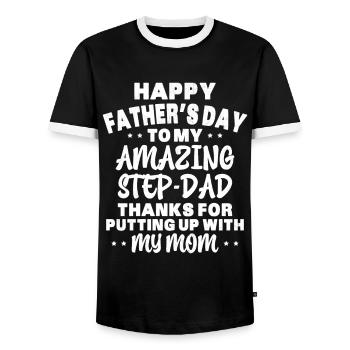 Joyeuse fête des pères Beau Père Fête des pères - T-shirt contrasté Homme - noir/blanc - Devant - AI Model Female 172 light (172cm) & AI Model Male 178 light (178cm)