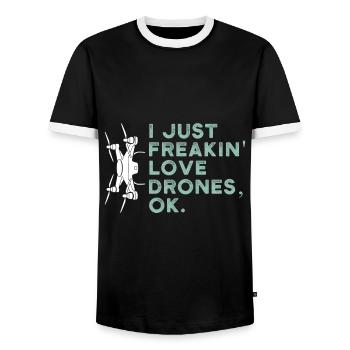 Drohne Pilot - Männer Kontrast-T-Shirt - Schwarz/Weiß - Vorne - AI Model Female 172 light (172cm) & AI Model Male 178 light (178cm)