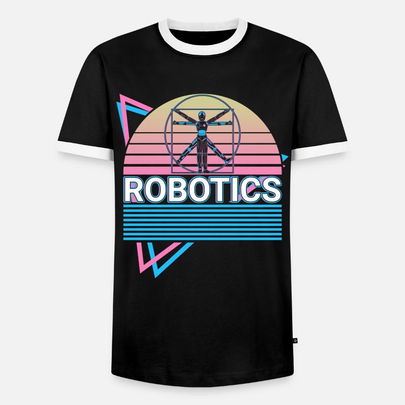 Retro-Roboter - Männer Kontrast-T-Shirt - Schwarz/Weiß