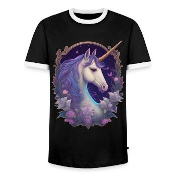 Licorne gothique Poney Magique Cheval Enchanteur - T-shirt contrasté Homme - noir/blanc - Devant - AI Model Female 172 light (172cm) & AI Model Male 178 light (178cm)