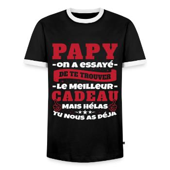 Grand Père Papy Anniversaire Humour Cadeau - T-shirt contrasté Homme - noir/blanc - Devant - AI Model Female 172 light (172cm) & AI Model Male 178 light (178cm)