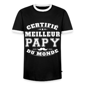 Certifié meilleur Papy du Monde Cadeau Papy - T-shirt contrasté Homme - noir/blanc - Devant - AI Model Female 172 light (172cm) & AI Model Male 178 light (178cm)