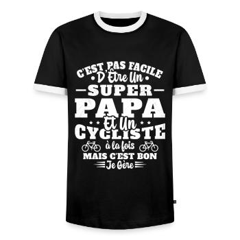 Super Papa Humour Cycliste Vélo Drole Cyclisme - T-shirt contrasté Homme - noir/blanc - Devant - AI Model Female 172 light (172cm) & AI Model Male 178 light (178cm)