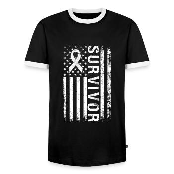 Krebs Krieger Kunst Männer Frauen Krebs Bewusstsein - Männer Kontrast-T-Shirt - Schwarz/Weiß - Vorne - AI Model Female 172 light (172cm) & AI Model Male 178 light (178cm)