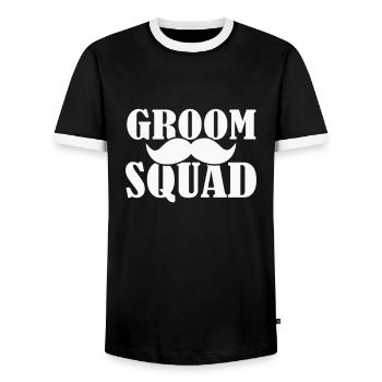 Matching Bride & Groom Wedding Groom - Men's Ringer Shirt - black/white - Front - AI Model Female 172 light (172cm) & AI Model Male 178 light (178cm)