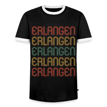 Erlangenerin Erlangener Erlangen - Men's Ringer Shirt - black/white - Front - AI Model Female 172 light (172cm) & AI Model Male 178 light (178cm)