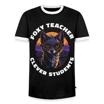 Foxy Teacher Clever Students Lehrer Geschenk Fuchs - Männer Kontrast-T-Shirt - Schwarz/Weiß - Vorne - AI Model Female 172 light (172cm) & AI Model Male 178 light (178cm)