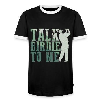 Retro Talk Birdie To Me - Golf Golfer Golfen - Männer Kontrast-T-Shirt - Schwarz/Weiß - Vorne - AI Model Female 172 light (172cm) & AI Model Male 178 light (178cm)