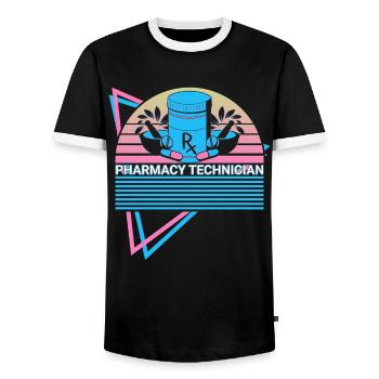 Apotheker Retro - Männer Kontrast-T-Shirt - Schwarz/Weiß - Vorne - AI Model Female 172 light (172cm) & AI Model Male 178 light (178cm)