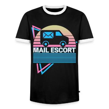 Postal Service Postman Retro - T-shirt contrasté Homme - noir/blanc - Devant - AI Model Female 172 light (172cm) & AI Model Male 178 light (178cm)