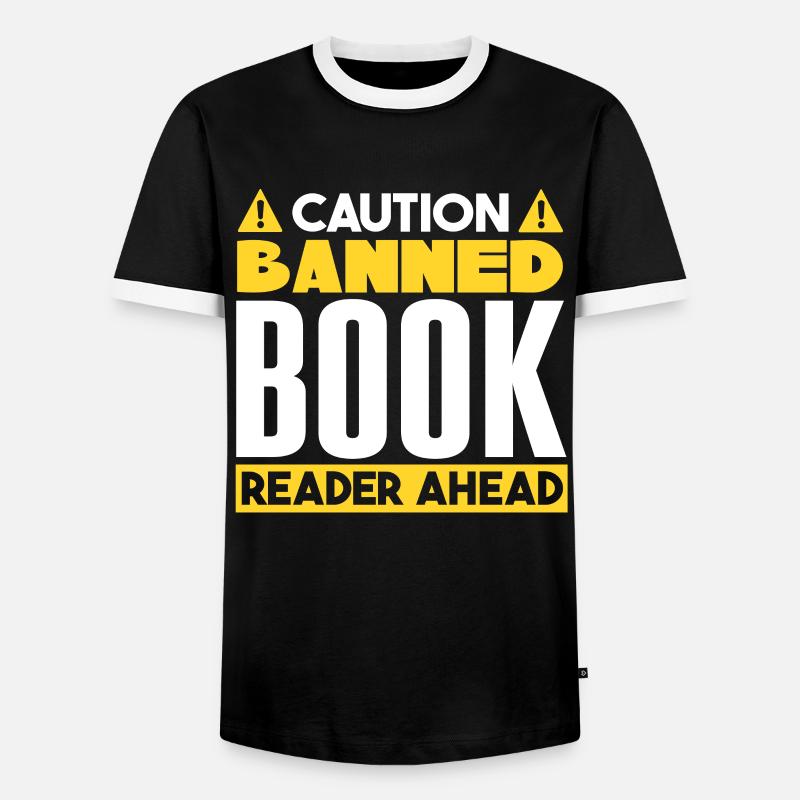 Banned Book Reader Ahead - Men's Ringer Shirt - black/white
