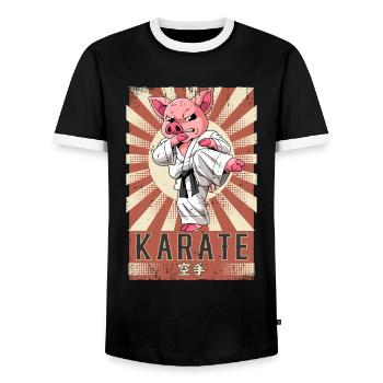Karate - Männer Kontrast-T-Shirt - Schwarz/Weiß - Vorne - AI Model Female 172 light (172cm) & AI Model Male 178 light (178cm)