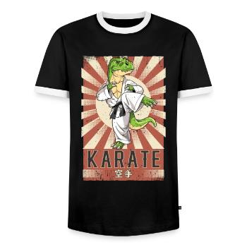Karate - Männer Kontrast-T-Shirt - Schwarz/Weiß - Vorne - AI Model Female 172 light (172cm) & AI Model Male 178 light (178cm)