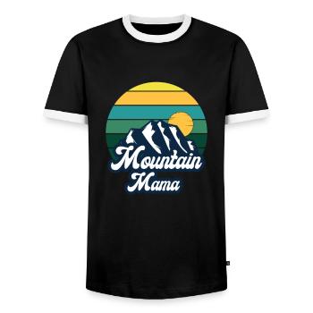Camping Outdoor Mountain Camper Hiking Camping - Men's Ringer Shirt - black/white - Front - AI Model Female 172 light (172cm) & AI Model Male 178 light (178cm)