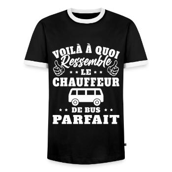 Chauffeur De Bus Parfait Humour Conducteur Cadeau - T-shirt contrasté Homme - noir/blanc - Devant - AI Model Female 172 light (172cm) & AI Model Male 178 light (178cm)