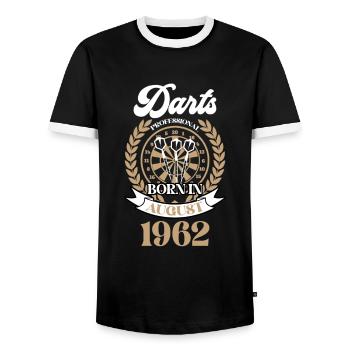 61ème Anniversaire Août Vintage 1962 Fléchettes - T-shirt contrasté Homme - noir/blanc - Devant - AI Model Female 172 light (172cm) & AI Model Male 178 light (178cm)