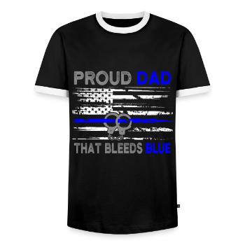 Fier papa policier Police USA cadeau - T-shirt contrasté Homme - noir/blanc - Devant - AI Model Female 172 light (172cm) & AI Model Male 178 light (178cm)