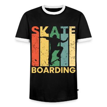 Skateur Planche à roulettes Skateur - T-shirt contrasté Homme - noir/blanc - Devant - AI Model Female 172 light (172cm) & AI Model Male 178 light (178cm)