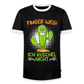 Finger weg! Ich kuschel nicht Kaktusliebhaber - Männer Kontrast-T-Shirt - Schwarz/Weiß - Vorne - AI Model Female 172 light (172cm) & AI Model Male 178 light (178cm)