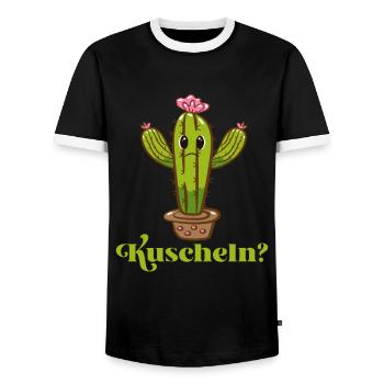 Kuscheln ? Kaktusliebhaber Kakteen Botanik Garten - Männer Kontrast-T-Shirt - Schwarz/Weiß - Vorne - AI Model Female 172 light (172cm) & AI Model Male 178 light (178cm)
