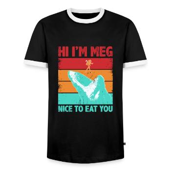 Hai Spruch Hai Kostüm Lustiger Hai Liebhaber - Männer Kontrast-T-Shirt - Schwarz/Weiß - Vorne - AI Model Female 172 light (172cm) & AI Model Male 178 light (178cm)