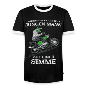 Lustiger Spruch Simsonfahrer S50 S51 Simme Moped - Männer Kontrast-T-Shirt - Schwarz/Weiß - Vorne - AI Model Female 172 light (172cm) & AI Model Male 178 light (178cm)