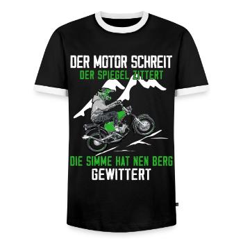 Lustiger Spruch Simsonfahrer S50 S51 Simme Moped - Männer Kontrast-T-Shirt - Schwarz/Weiß - Vorne - AI Model Female 172 light (172cm) & AI Model Male 178 light (178cm)