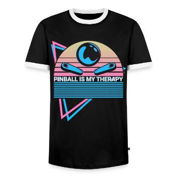 Pinball est mon flipper de thérapie - T-shirt contrasté Homme - noir/blanc - Devant - AI Model Female 172 light (172cm) & AI Model Male 178 light (178cm)