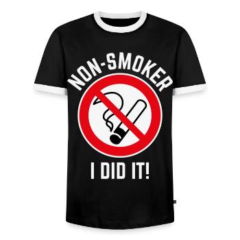 Non-Smoker – I Did It! (3C / W) - Männer Kontrast-T-Shirt - Schwarz/Weiß - Vorne - AI Model Female 172 light (172cm) & AI Model Male 178 light (178cm)