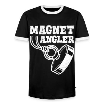 Magnetfischer Magnetangler Schatzjäger - Männer Kontrast-T-Shirt - Schwarz/Weiß - Vorne - AI Model Female 172 light (172cm) & AI Model Male 178 light (178cm)