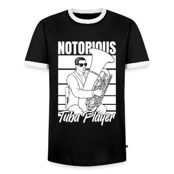 Fanfare procession tuba - Men's Ringer Shirt - black/white - Front - AI Model Female 172 light (172cm) & AI Model Male 178 light (178cm)