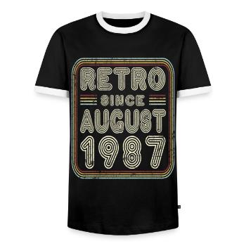 Geburtstag August 1987 Retro Geschenk - Männer Kontrast-T-Shirt - Schwarz/Weiß - Vorne - AI Model Female 172 light (172cm) & AI Model Male 178 light (178cm)