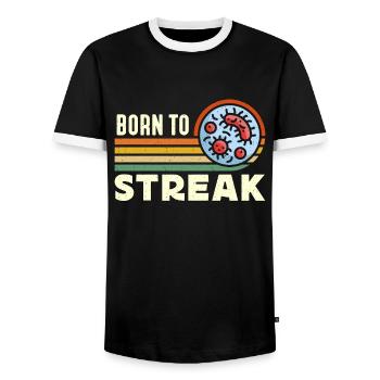 Microbiologist Born To Streak Retro Laboratory - Men's Ringer Shirt - black/white - Front - AI Model Female 172 light (172cm) & AI Model Male 178 light (178cm)