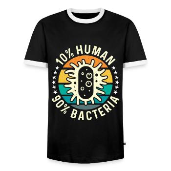 Microbiologiste 10% humain 90% bactéries Microbiologie - T-shirt contrasté Homme - noir/blanc - Devant - AI Model Female 172 light (172cm) & AI Model Male 178 light (178cm)