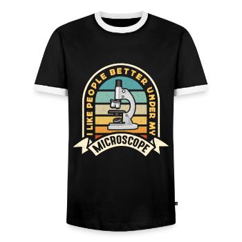 Microbiologist I Like People Better Microbiology - Men's Ringer Shirt - black/white - Front - AI Model Female 172 light (172cm) & AI Model Male 178 light (178cm)