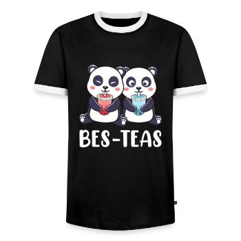 Bubble Tea Funny Kawaii Bubble Milk Boba Tea - T-shirt contrasté Homme - noir/blanc - Devant - AI Model Female 172 light (172cm) & AI Model Male 178 light (178cm)