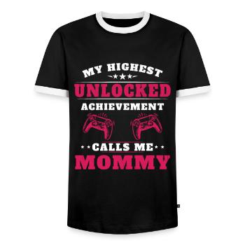 Mon plus haut accomplissement m'appelle mamie - T-shirt contrasté Homme - noir/blanc - Devant - AI Model Female 172 light (172cm) & AI Model Male 178 light (178cm)