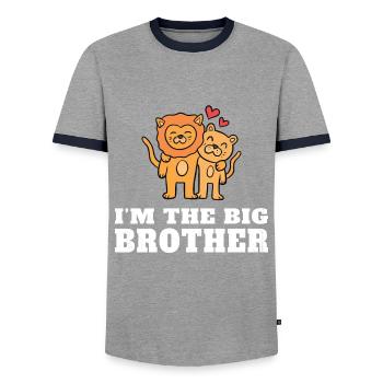 Ich bin der große Bruder - der zukünftige große Bruder - Männer Kontrast-T-Shirt - Grau/Navy  - Vorne - AI Model Female 172 light (172cm) & AI Model Male 178 light (178cm)