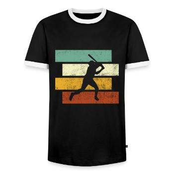 Baseball Retro - Männer Kontrast-T-Shirt - Schwarz/Weiß - Vorne - AI Model Female 172 light (172cm) & AI Model Male 178 light (178cm)