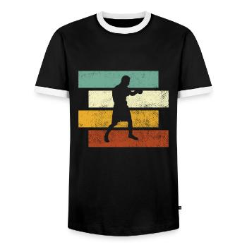 Boxen Retro - Männer Kontrast-T-Shirt - Schwarz/Weiß - Vorne - AI Model Female 172 light (172cm) & AI Model Male 178 light (178cm)