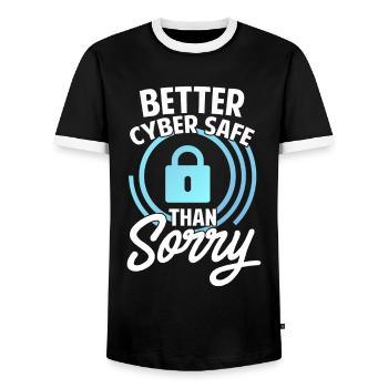 Cybersecurity, Hacking, IT - Men's Ringer Shirt - black/white - Front - AI Model Female 172 light (172cm) & AI Model Male 178 light (178cm)