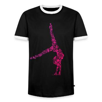 Rhythmic Gymnastics - Men's Ringer Shirt - black/white - Front - AI Model Female 172 light (172cm) & AI Model Male 178 light (178cm)